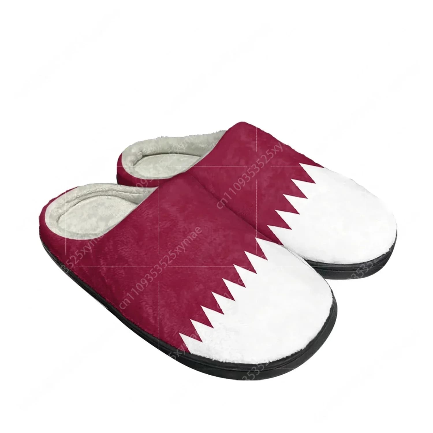 Qatar Flag Home Cotton Custom Slippers Mens Womens Sandals Qatar Plush Bedroom Casual Keep Warm Shoes Thermal Slipper