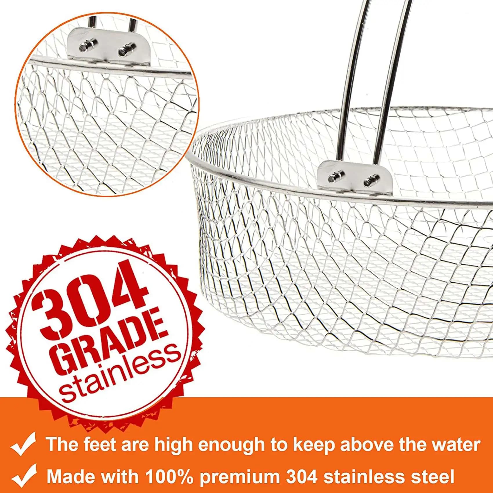 Limited Stock - Air Frying Basket FF, Steam Cooking Basket, 304 Stainless Steel Mesh Basket for Air Frying Machine, Air Frying Accessories, 8 Inch Basket