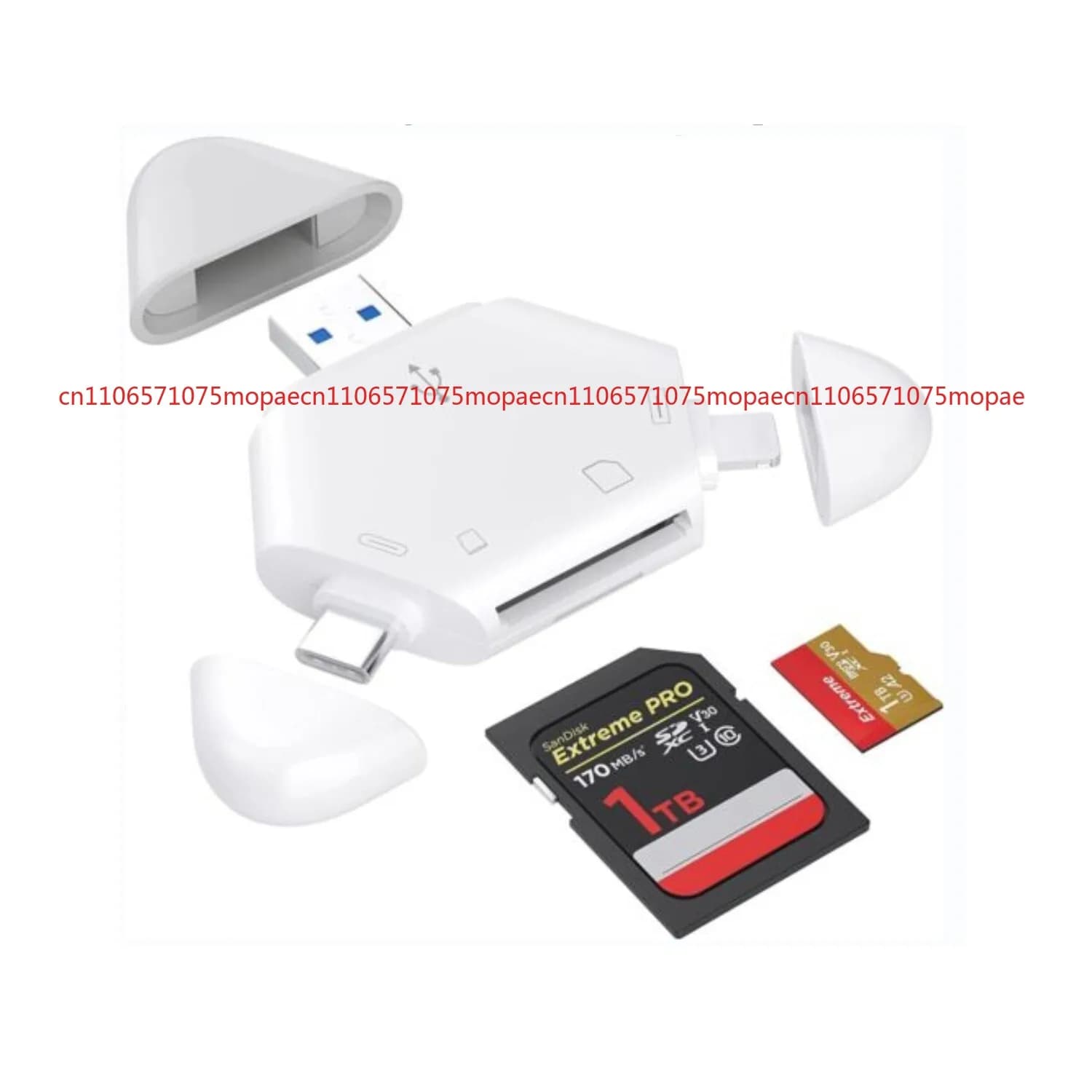 Lettore di schede di memoria 3 in 1 per iPhone/iPad, dispositivi USB C e USB A che supportano SD/TF