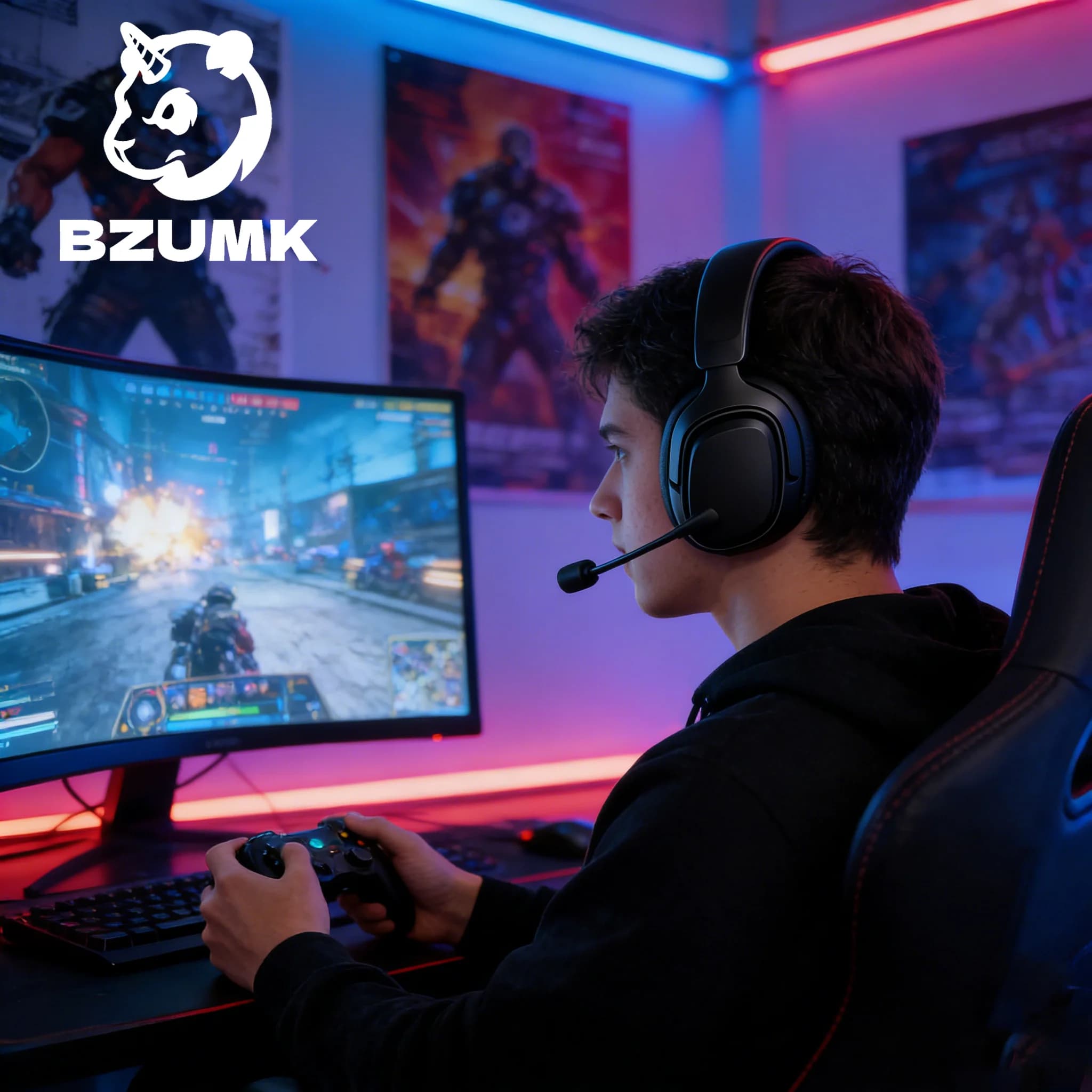 BZUMK GT808 Headphones with Microphone, Three Modes, Adjustable, Convenient and Padded for Gaming