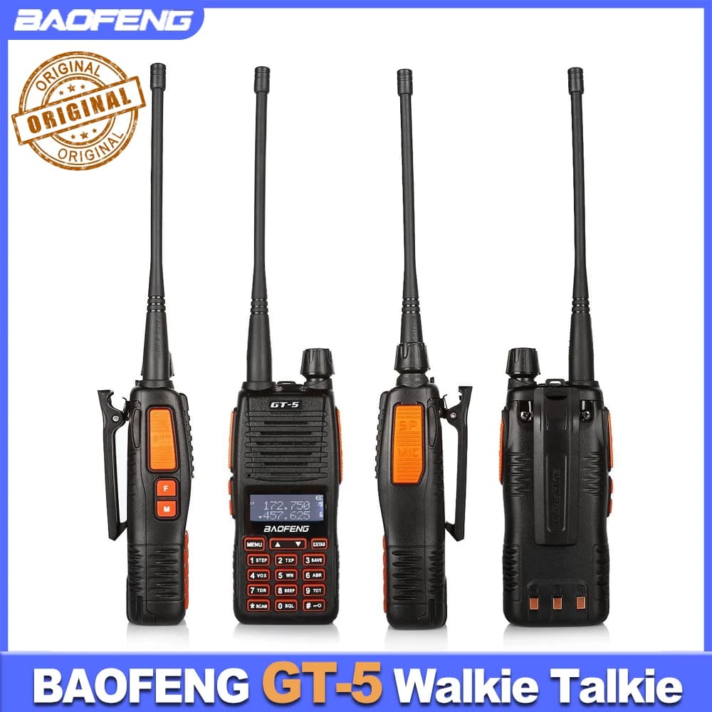 BAOFENG GT-5 Walkie Talkie Originale Reale 8W 128CH 2000mAh UV Dual Band 10KM Radio di Comunicazione A Lungo Raggio BF-GT5 Ricetrasmettitore HF