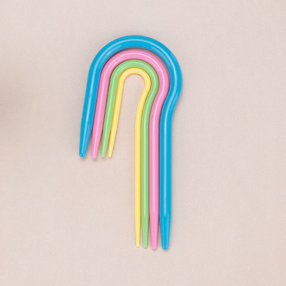 4 Sizes U-Shaped Plastic Knitting Needles, Colorful Curved Twist Stitch Holders for DIY Sweater Knitting & Crochet Craft