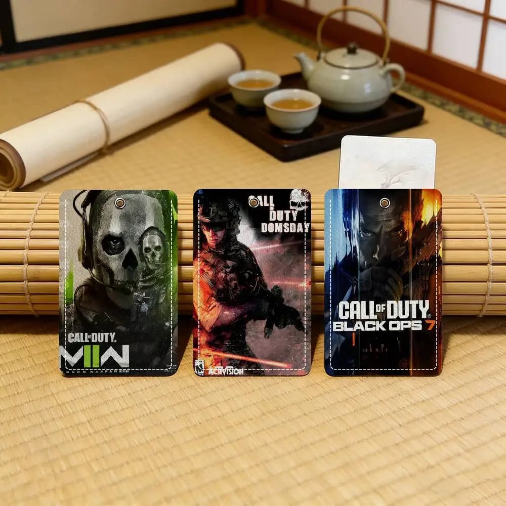 Portachiavi alla moda in pelle con custodia per carte di credito e di trasporto, ispirato al gioco Call of Duty - Robusto e di tendenza