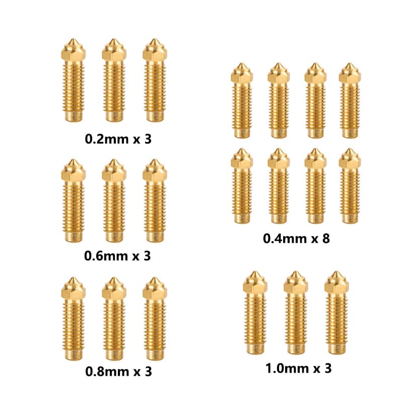 ELEGOO 3D Printer Part Printer Head Accessories, Neptune 4/4 Pro, 20Pcs Nozzle Set in Various Sizes Suitable for both version