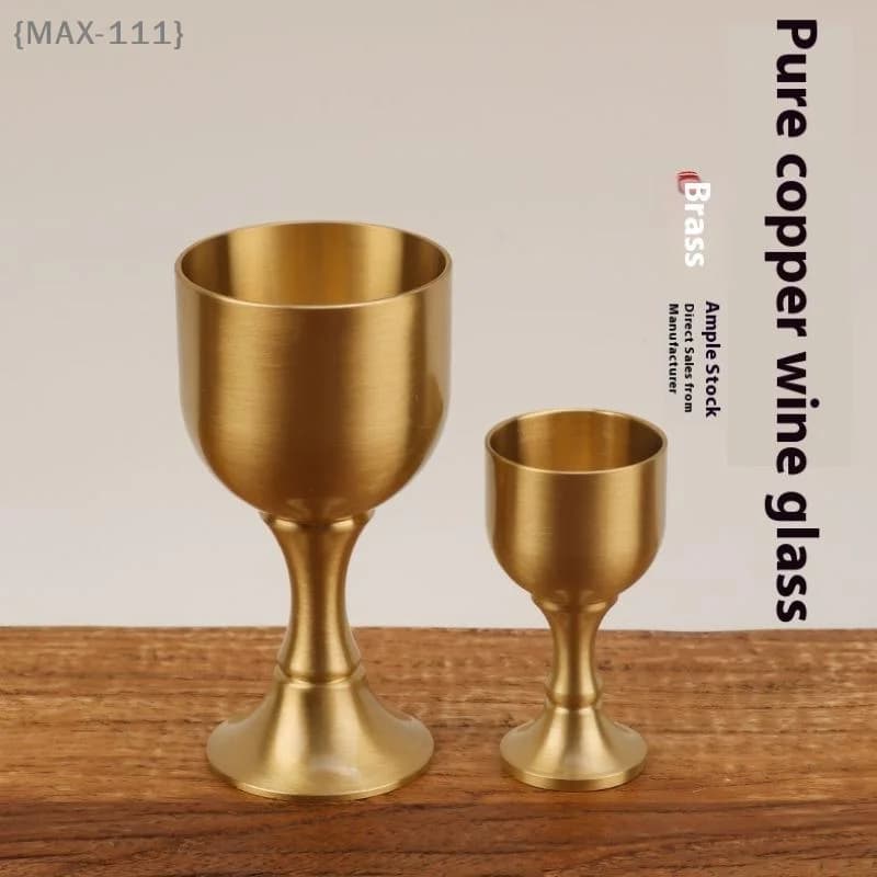 【F2-MAX111】Mini Calice in Ottone a Forma di Tromba - Bicchierino da Shot per Vino Rosso e Bianco, Decorazione Artigianale in Rame per Tavoli di Ristoranti