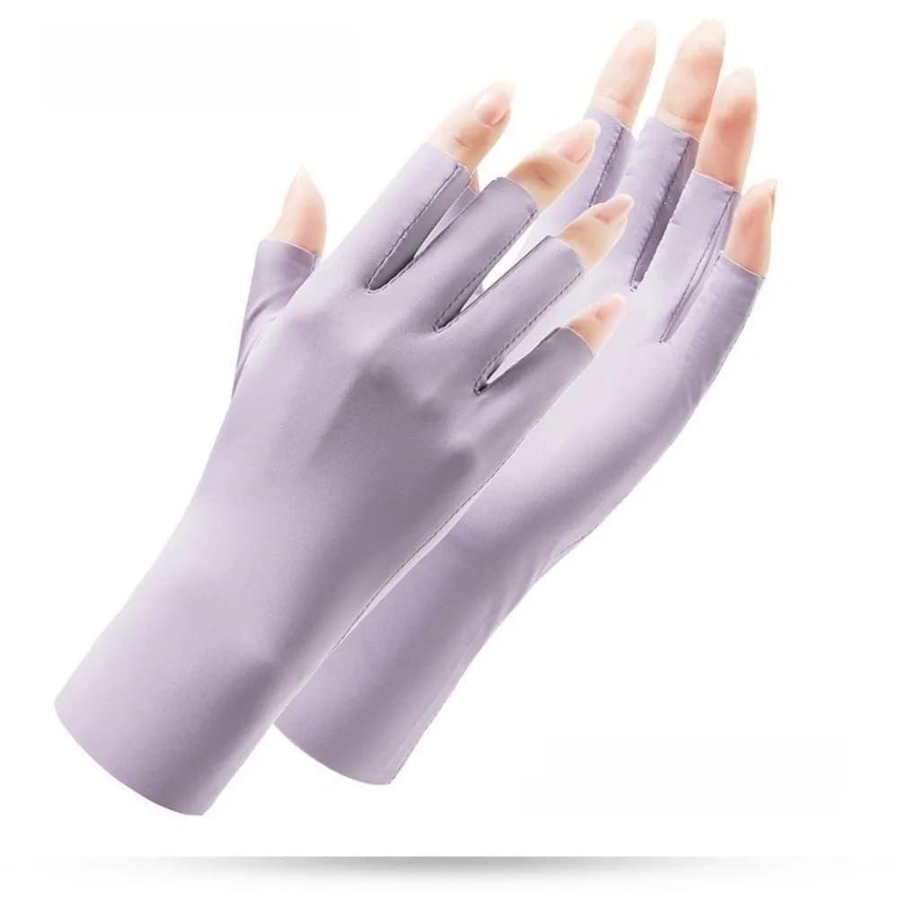 Simple Solid Color Sun Protection Gloves Anti-skid Anti-Uv Women Fingerless Gloves Ice Silk Thin Half-Finger Mitten Outdoor
