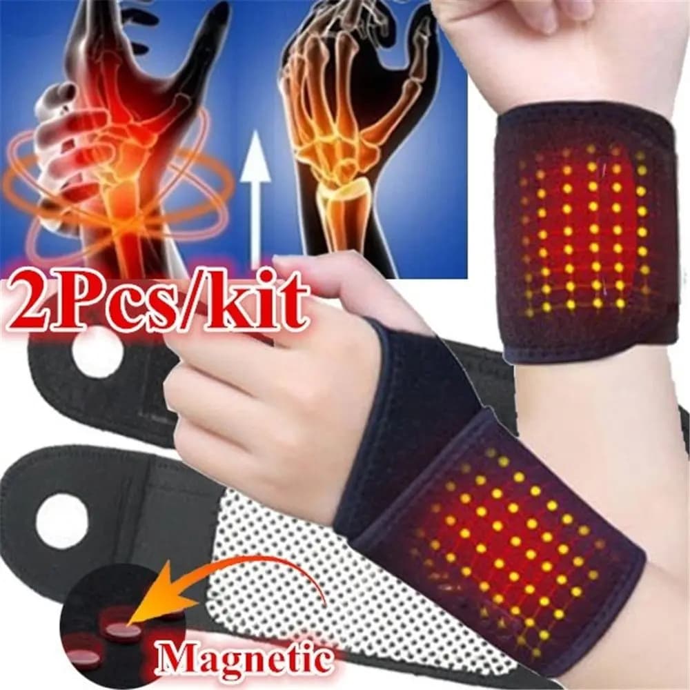 1 paio di bretelle autoriscaldanti in tormalina protezione sportiva cintura da polso cuscinetti per terapia magnetica a infrarossi lontani bretelle