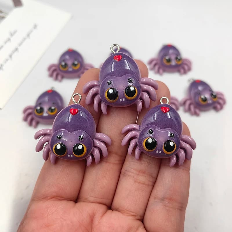 10 pz Festival Halloween Cuori Ragno Pendenti e Ciondoli per la Produzione di Gioielli Kawaii Animali Pendenti In Resina Flatback Portachiavi FAI DA TE C1034