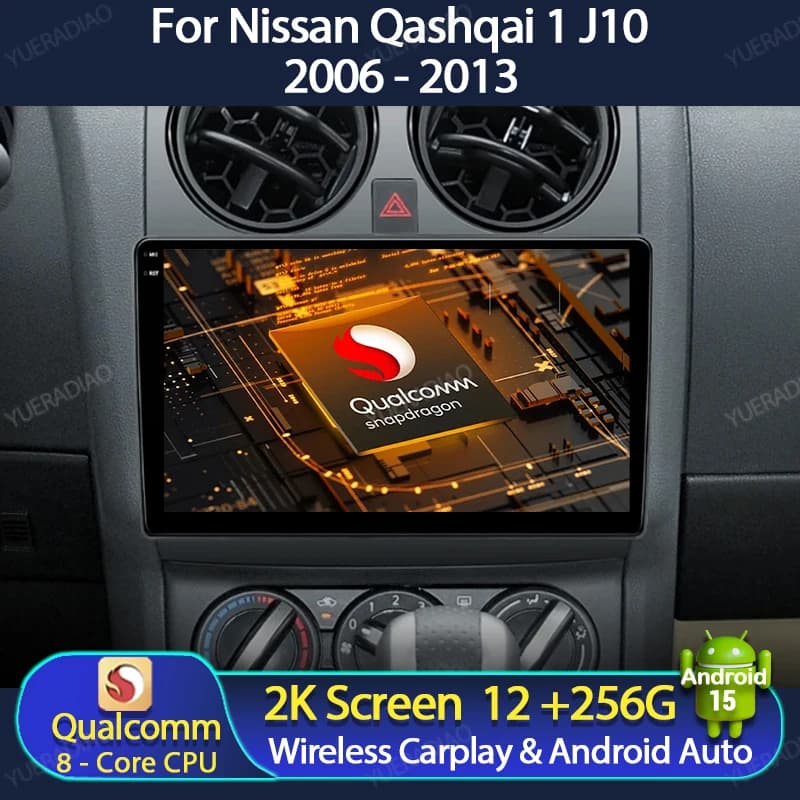 Android 15 Autoradio Per Nissan Qashqai J10 Rogue 2005 - 2015 Wireless Carplay Auto Lettore Video Multimediale WIFI 4G GPS NAVI DSP
