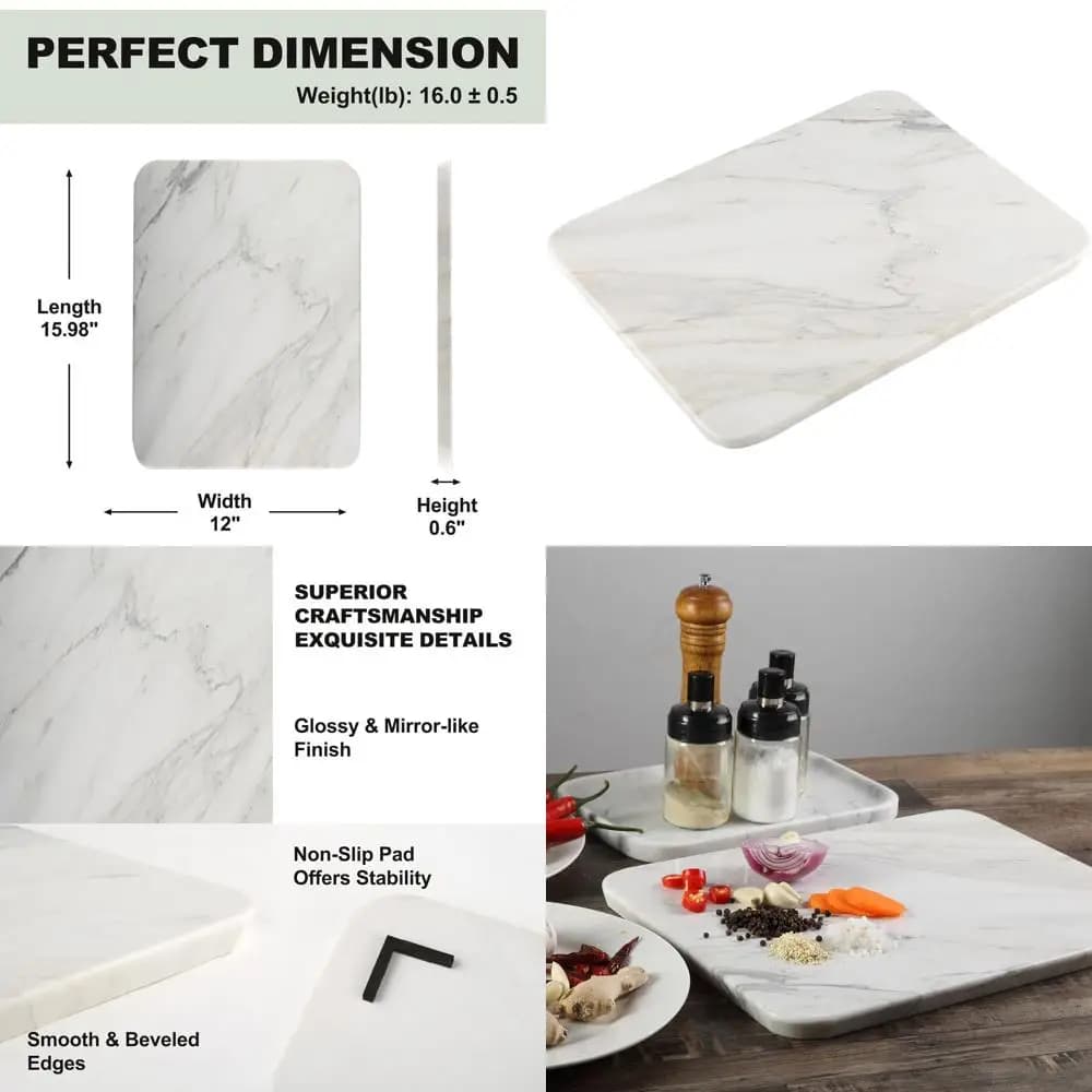 Great Tagliere in 16x12 Handmade Marmo for Cheeses, Cold cuts and Pastry - Perfect Gift for Weddings or Openings Home