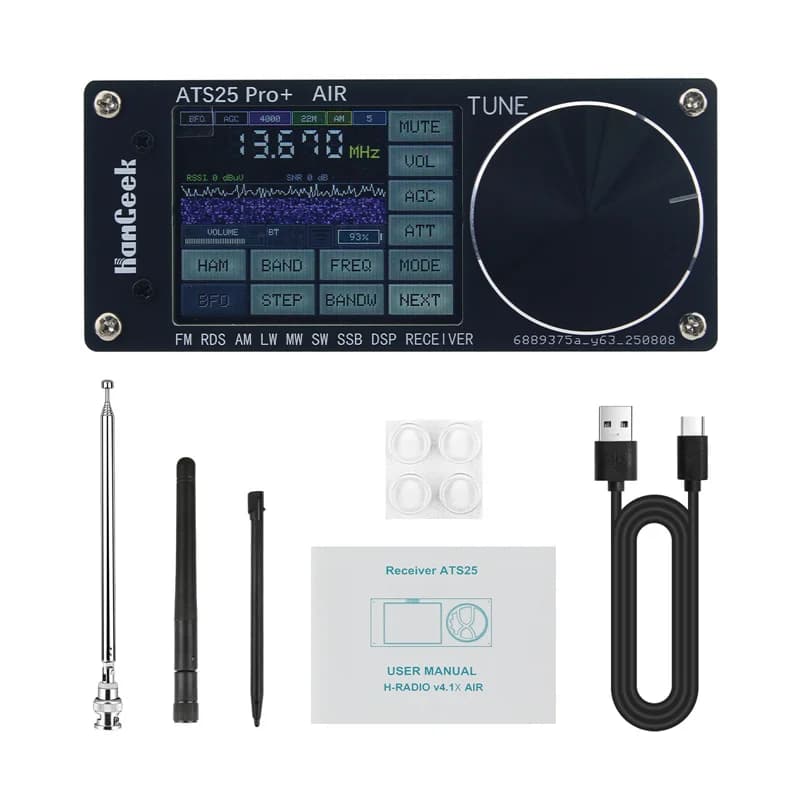 HAMGEEK ATS25 Pro + Supporta Bluetooth Wifi AIR band FM SW SSB MW LW AIR SDR Ricevitore Ricevitore banda aeronautica firmware 4.2 SI5351