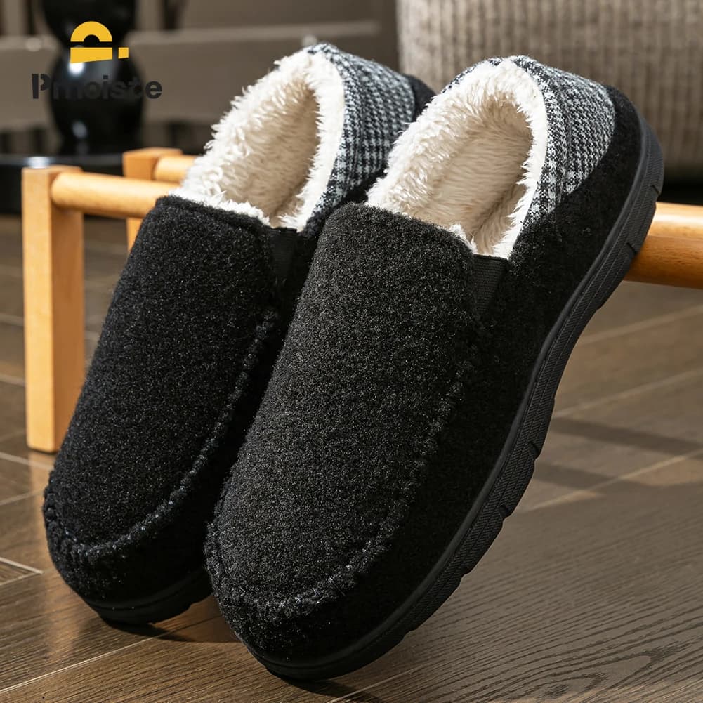 Pantofole invernali da uomo Mark Line Suola in TPR Comodo feltro Caldo antiscivolo Morbido cuscino in memory foam Scarpe da casa