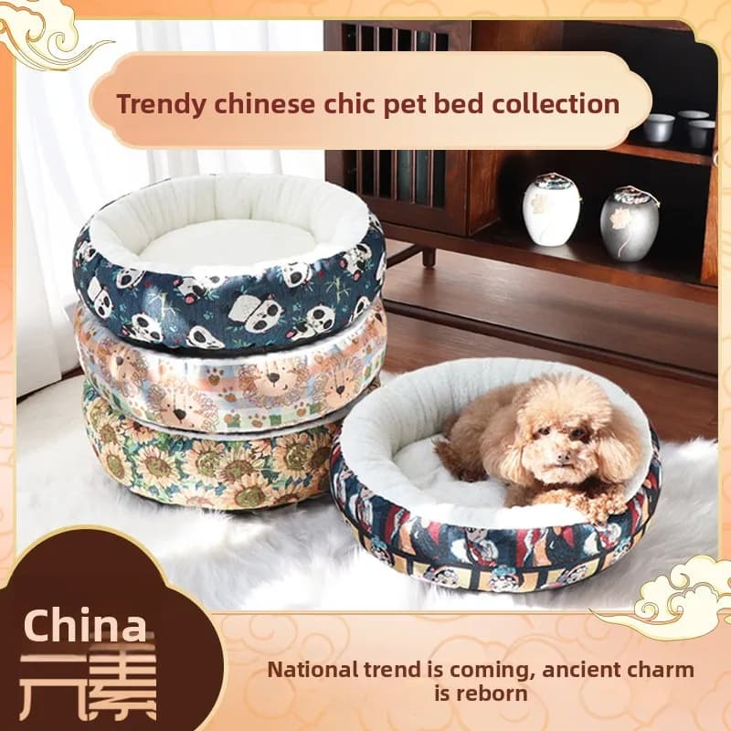 Nido per cani Nido caldo per gatti Inverno addensato Marea nazionale Panno jacquard Pet Pad Gatto Nido per cani di piccola taglia Prodotti per animali domestici