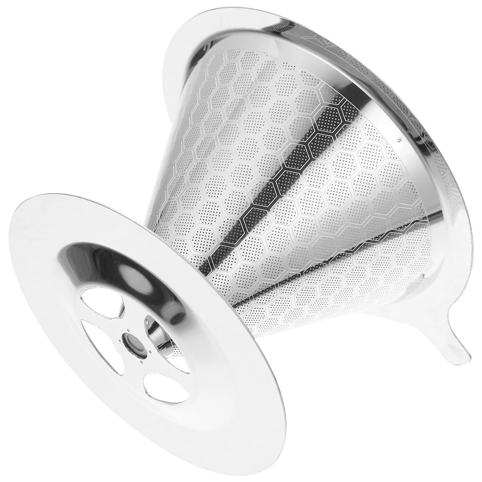 Double Mesh Stainless Steel Coffee Filter Portable Manual Brewing Cone Dripper Reusable Office Coffee Maker Funnel