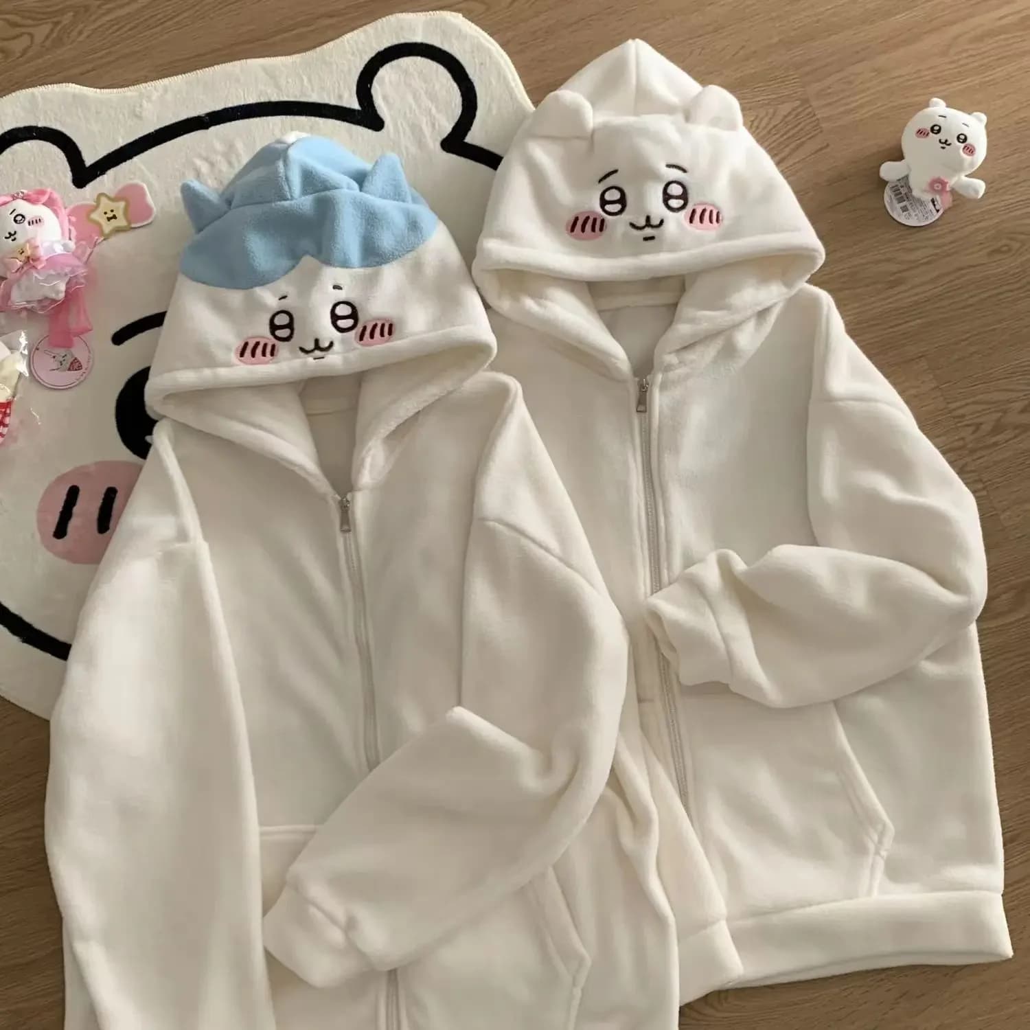 Felpa con Cappuccio Animata Chikawas, Cartone Animato Carino, Hachiware Usagi Kawaii, Felpa Larga con Cappuccio, Cappotto Primavera e Autunno