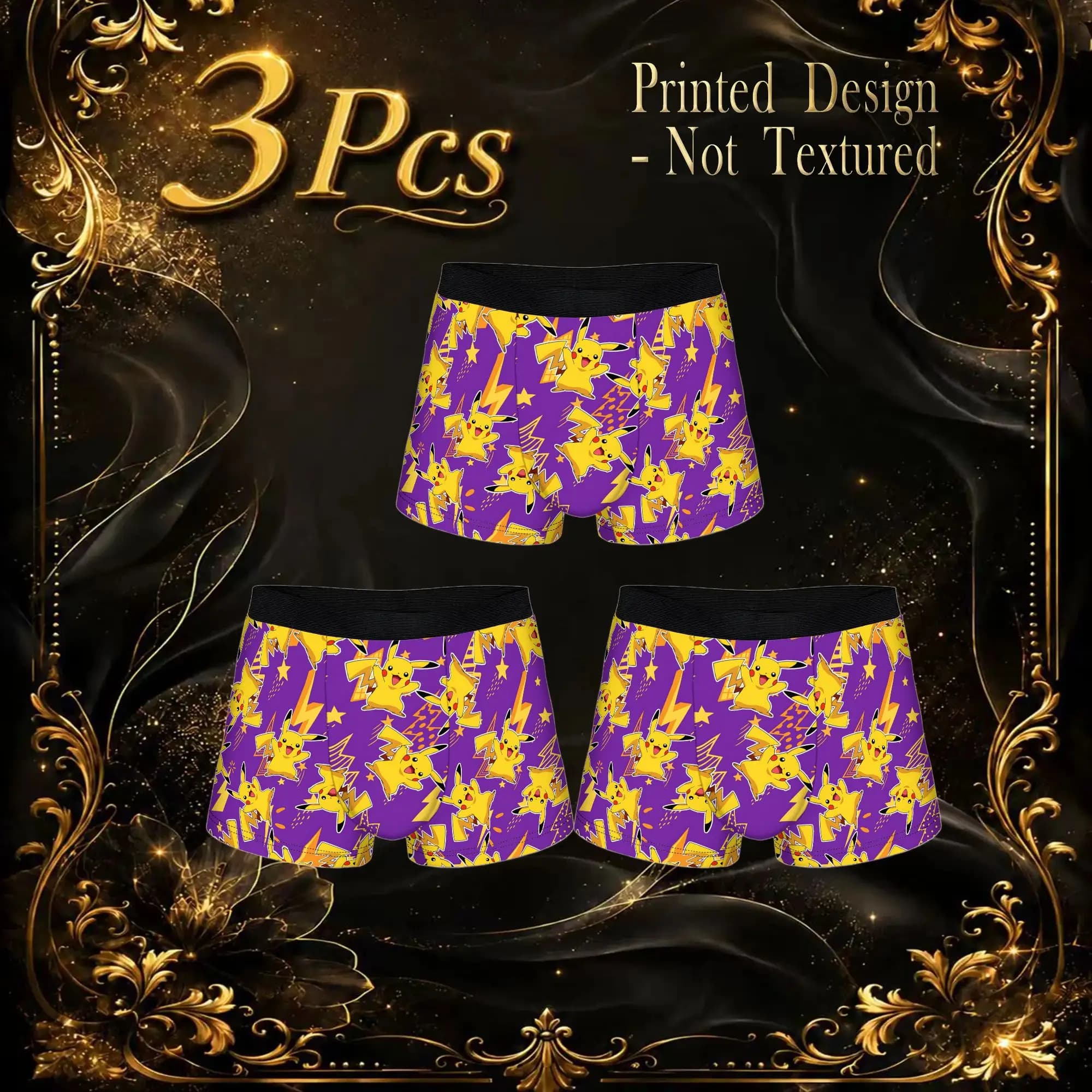 3Pcs Pokemon Pikachu boxers Underpants Breathbale Panties Men's Underwear Ventilate Shorts Boxer Briefs