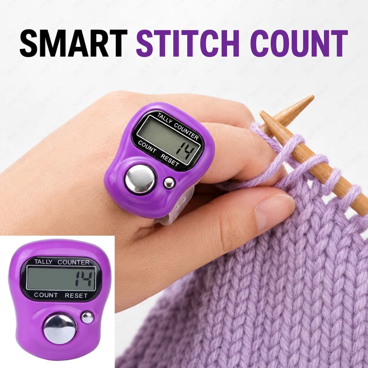 Electronic Finger Ring Counter Mini Digital Tally Clicker Knitting Row Stroke Counter Sewing Counting Tools for Craft Projects