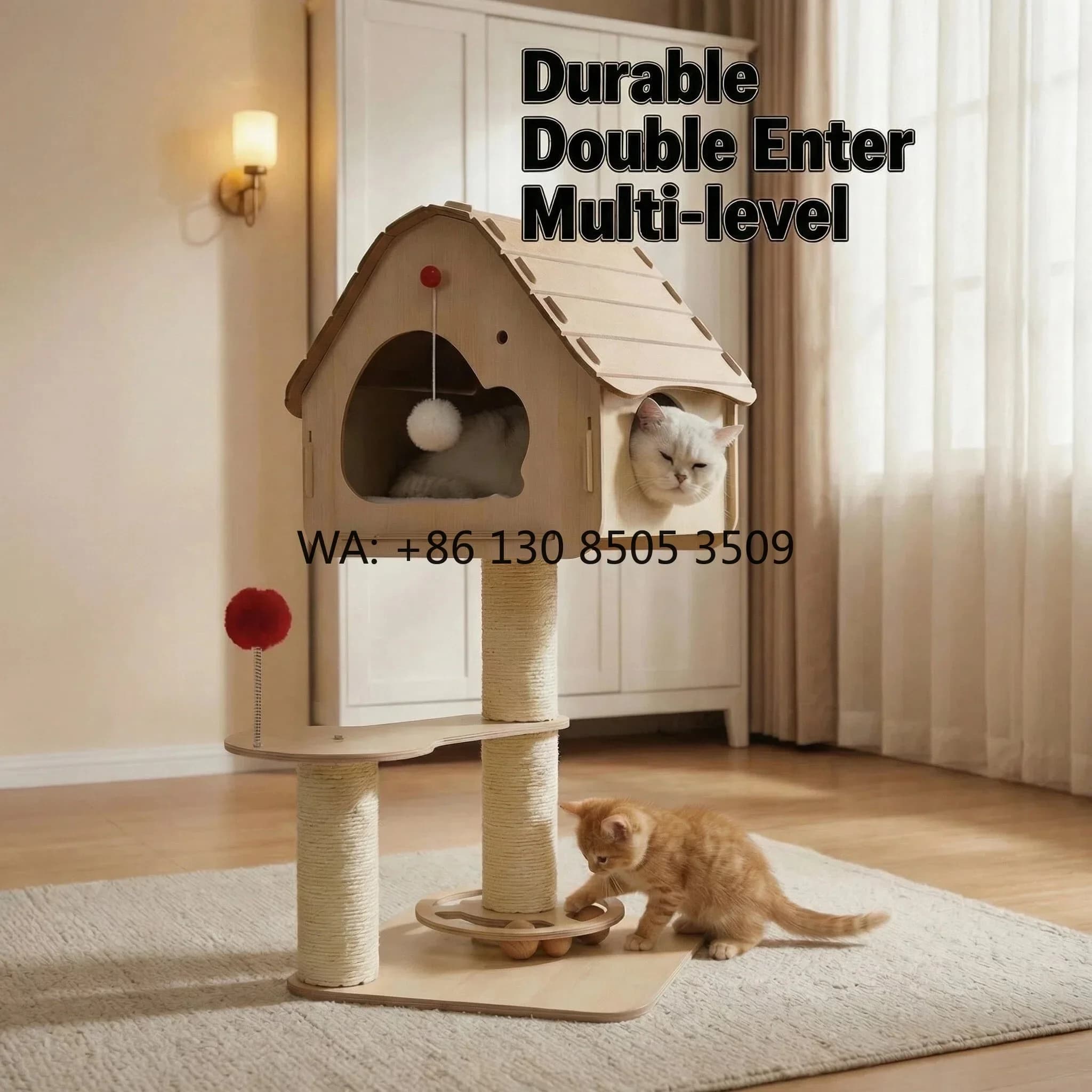 Cat Tree Cat Condo Multi-Layer Board Multi-Level Cat House Customize Scratcher Modern Design Luxury Style Sisal Rope Large Space