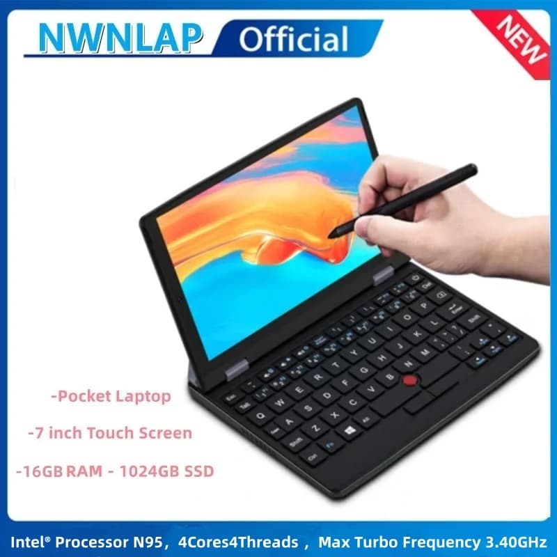 Mini laptop da 7 pollici 16G 1TB N95 Notebook Touch screen IPS Netbook portatile Win 11 Pro Mini PC Micro computer Bluetooth 4.2
