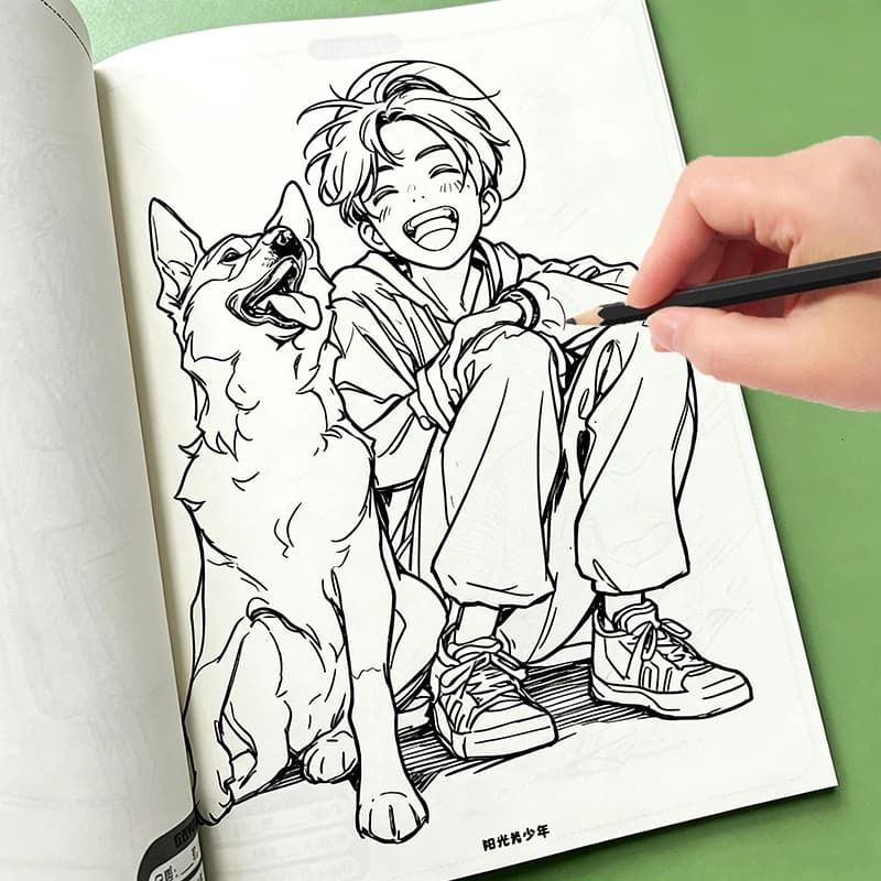 Sunny Handsome Boy Manga Tracing Workbook,Sketch Book to Help Learners Easily Master Anime Male Character Line Art & Coloring