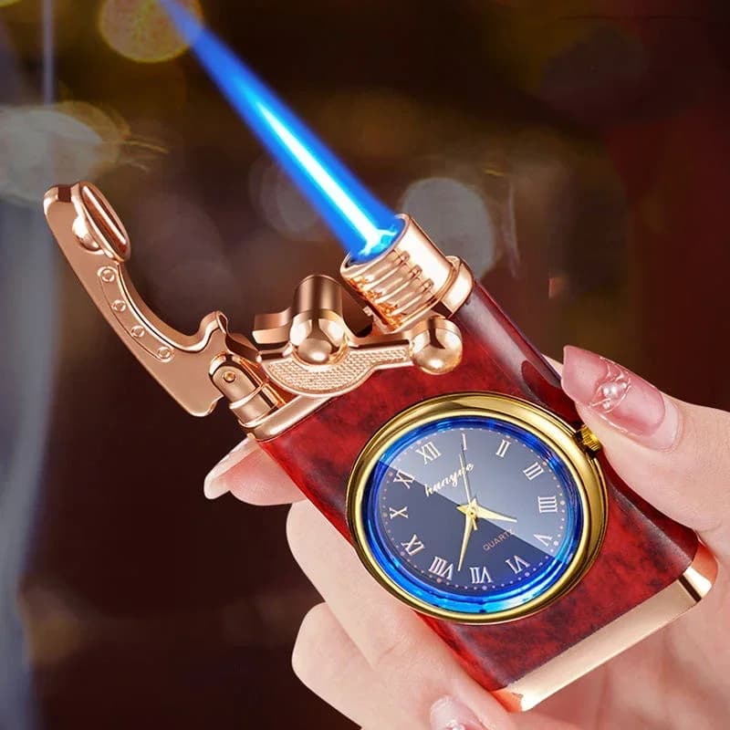 Accendino a gas antivento Orologio da polso Accendisigari All'aperto Jet Doppio tubo di fuoco Accendini Gadget per uomo Accessori per sigarette