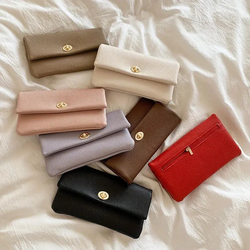 Mini portafoglio con cerniera modello Litchi, portamonete in morbida pelle PU, pochette portachiavi, piccola custodia per carte e contanti per uomo e donna