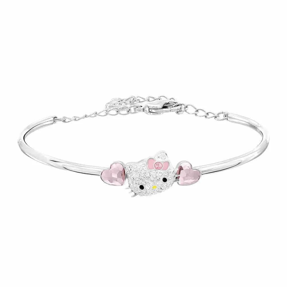 Hello Kitty Stuff Cartoon Rhinestone Charm Bracelet Kawaii Pink Crystal Love Heart Bracelet Sanrio y2k Ornament Gifts for Girl