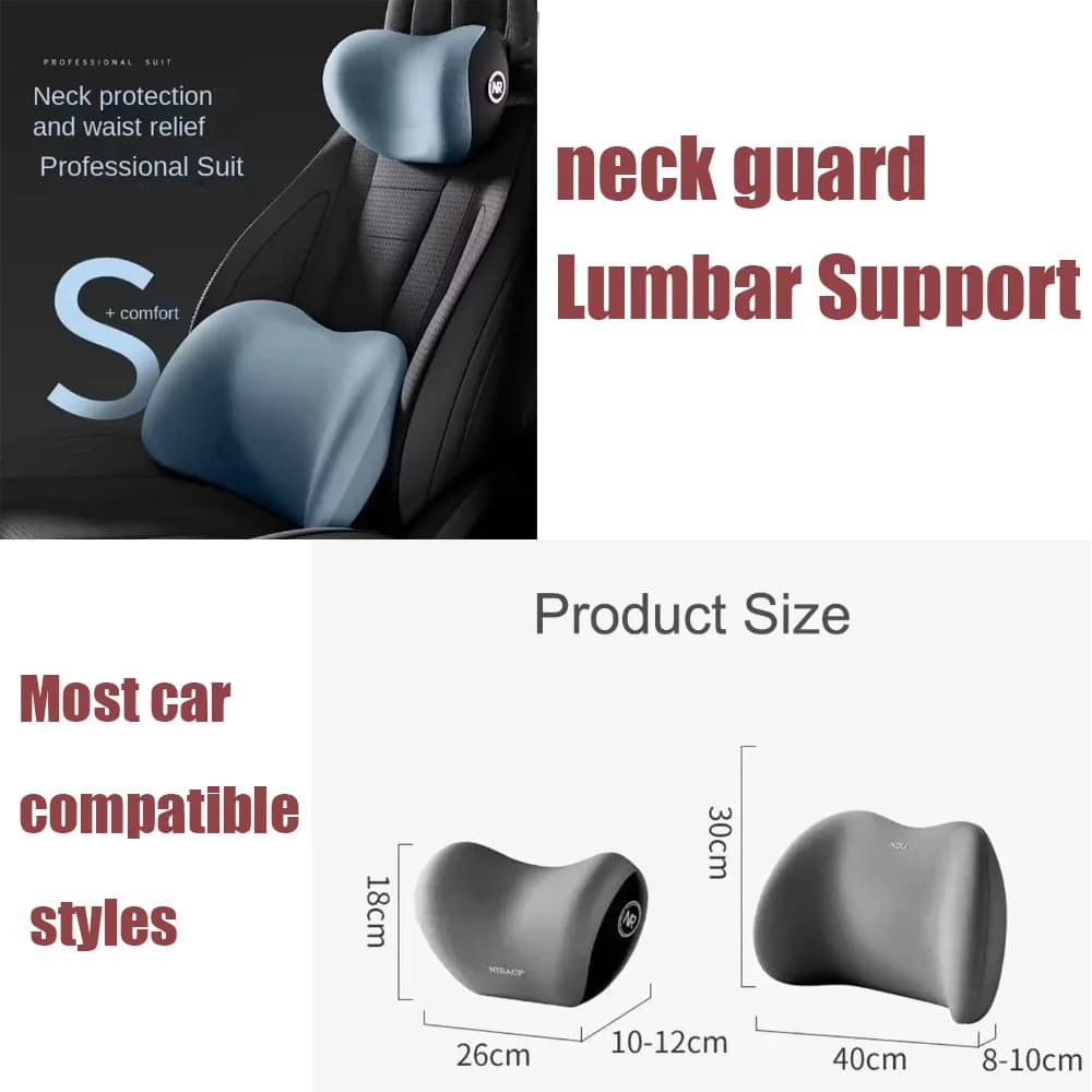 Set di Cuscini per Sedile Auto in Memory Foam, Supporto per Guida Confortevole, Poggiatesta e Cuscino Lombare per Auto, Accessori per Collo e Schiena