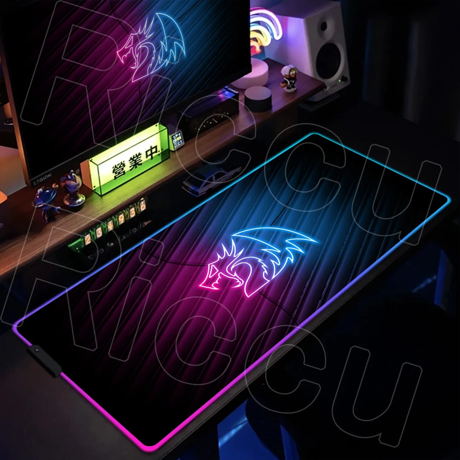 Accessori per PC RGB R-Redragon Tappetino per mouse oversize grande 1000x500mm XXXL Protezione Gaming Gamer Tastiera LED Tappetino da scrivania Anime Tappeto