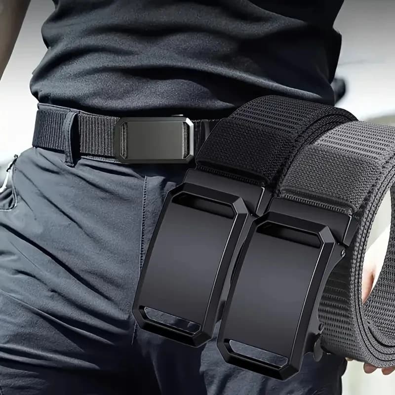 New belt with automatic buckle, casual outdoor military training pants belt for man canvas
