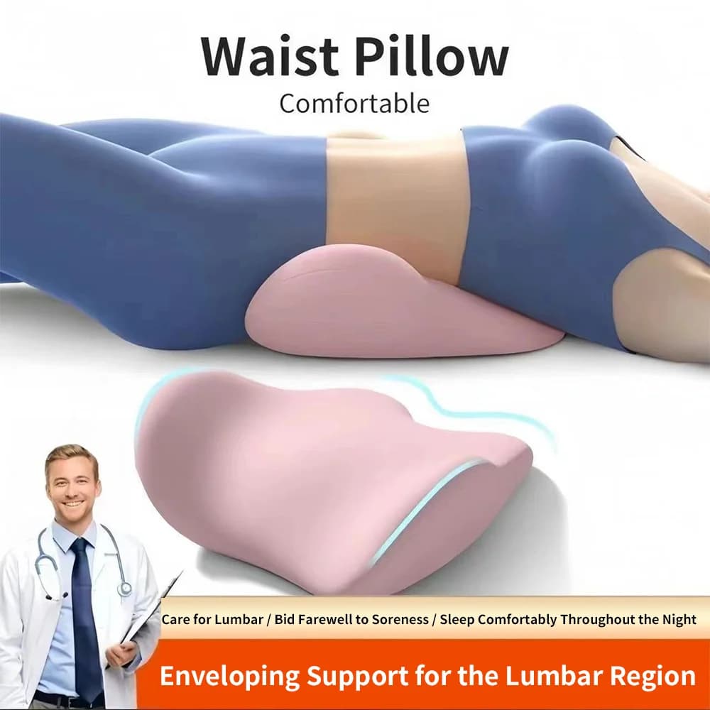 Cuscino Lombare in Memory Foam Ergonomico per Alleviare il Dolore alla Schiena, Supporto per Letto, Allineamento Spinale, Morbido e Confortevole per il Relax