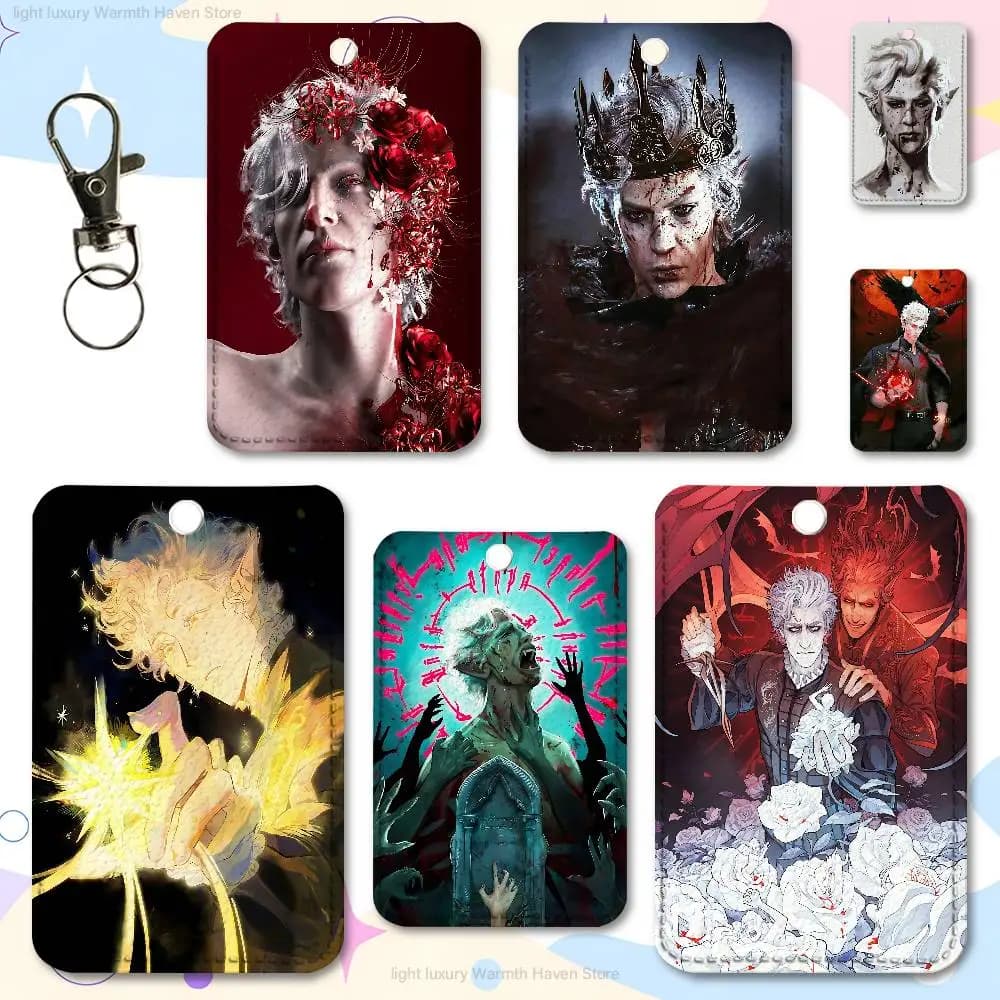 A-Astarion Game B-Bg3 Porta Carte Premium in Pelle PU per Uso Quotidiano con Moschettone in Metallo Design Personalizzabile