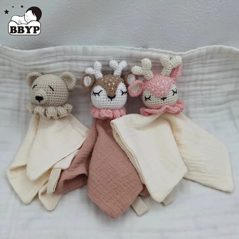 Bambino Succhietto Placare Asciugamano Bavaglino Morbido Alce Orso Elefante Bambola addormentata Massaggiagengive Neonati Comfort Dormire Allattamento Coccole Coperta