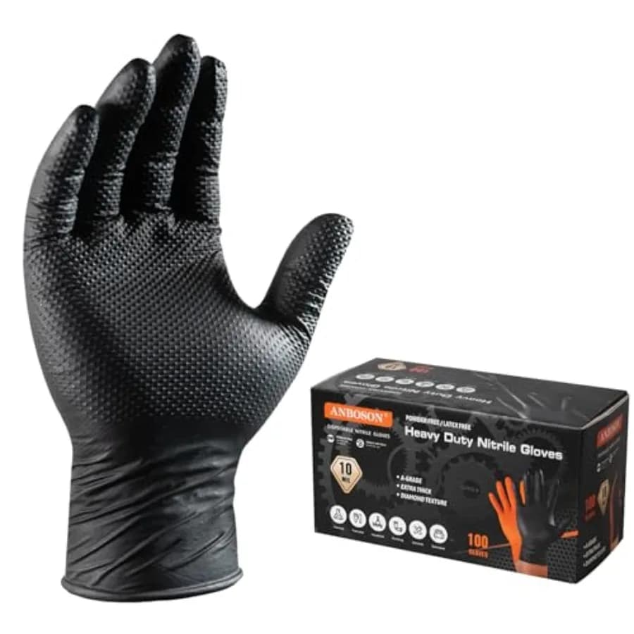 Guanti in Nitrile Testurizzati Diamantati da 10 Mil, Monouso Resistenti, Extra Spessi, Senza Lattice e Senza Polvere, Resistenti a Prodotti Chimici e a Forature