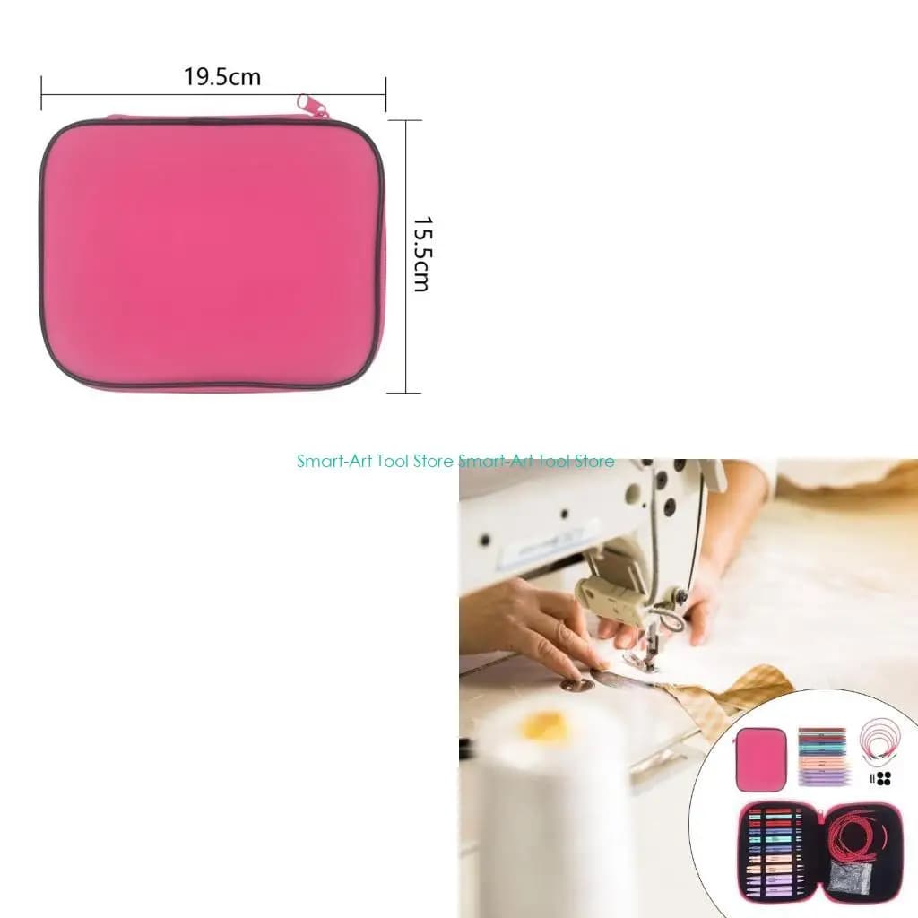E1PB Set circolari intercambiabili in ABS da 10 paia con custodia in pelle per tessitura a maglia per principianti mm