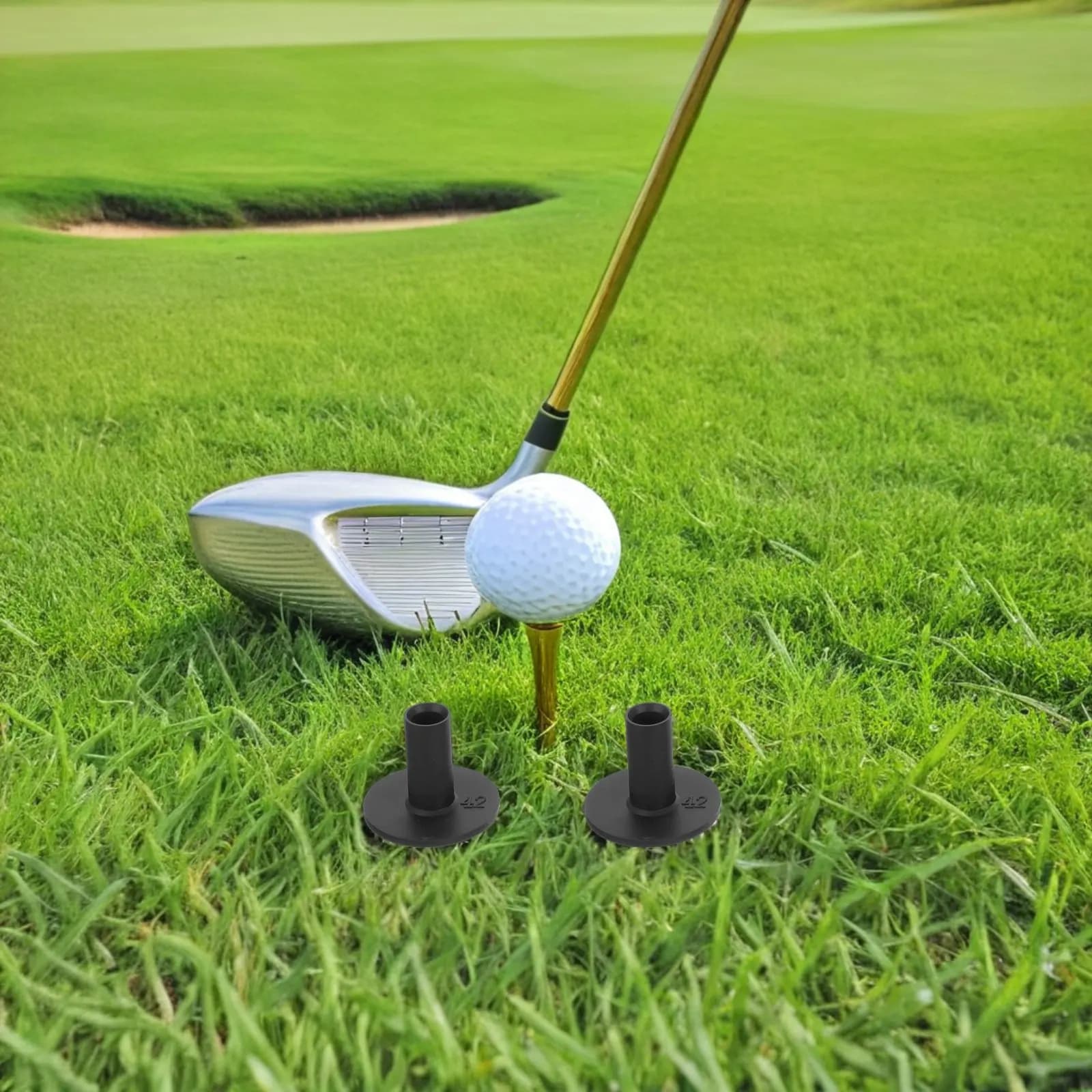 Kit di 4 tee da golf corti da 42 mm con supporto flessibile - Accessori ideali per il golf per un colpo della palla consistente sui tappetini