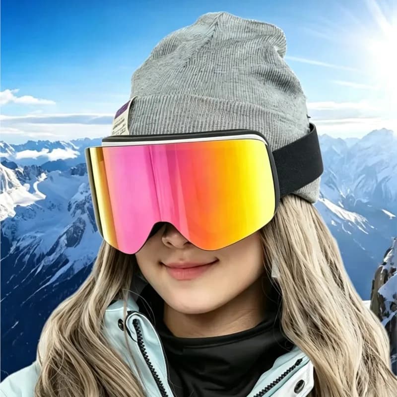 Outdoor Wind Block Ski Goggles For Daily Use, Large View Transparent Anti-Fog Lens, Dust Resistant Soft Skin Touch Frame