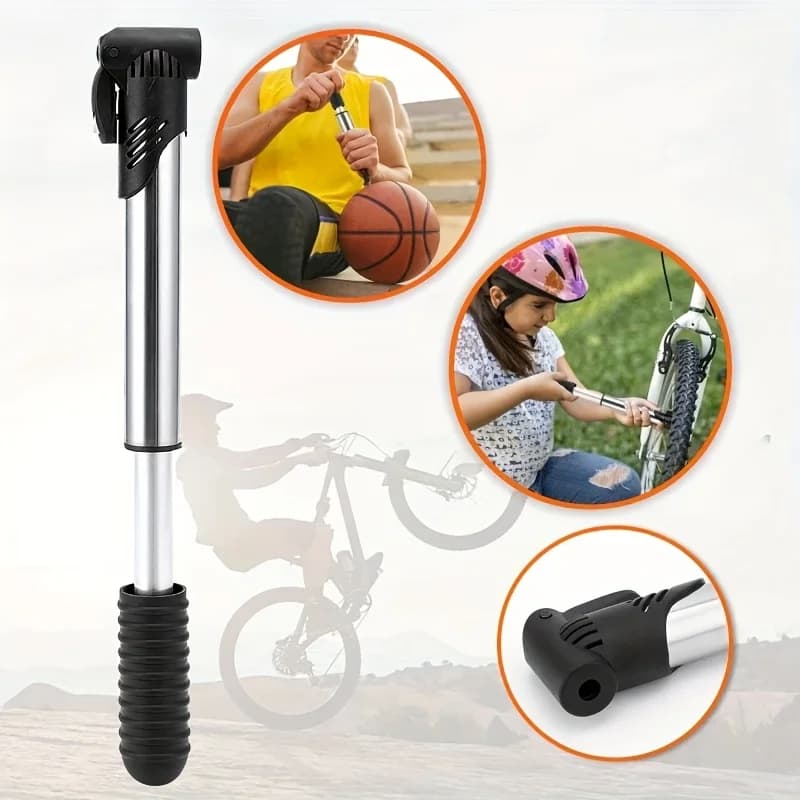 Mini Compressore Portatile Argento per Bici, Pompa Elettrica per Riparazione Pneumatici Bici da Corsa e Mountain Bike, Attrezzatura per Ciclismo Outdoor