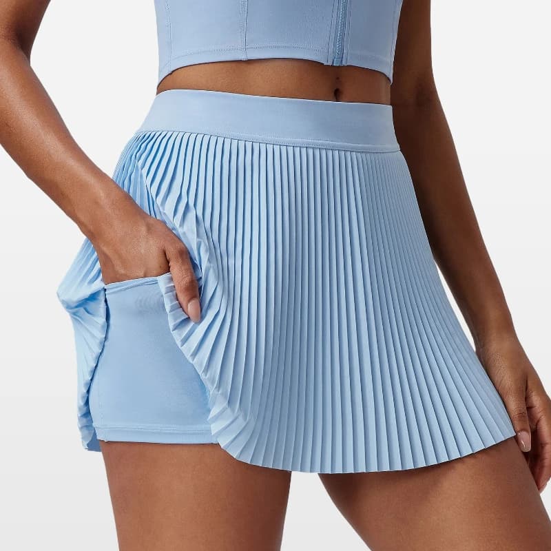 New Pleated Tennis Skirt Women's Fake Two Anti-light Fitness Short Skirt Ball Pocket Golf Culottes Optional