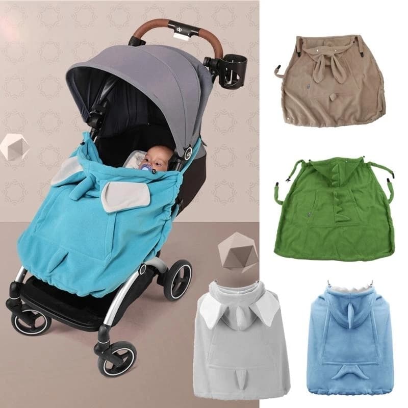 J15U Copertura per marsupio Mantello elastico con cappuccio Copertura per passeggino calda addensata multifunzionale antivento