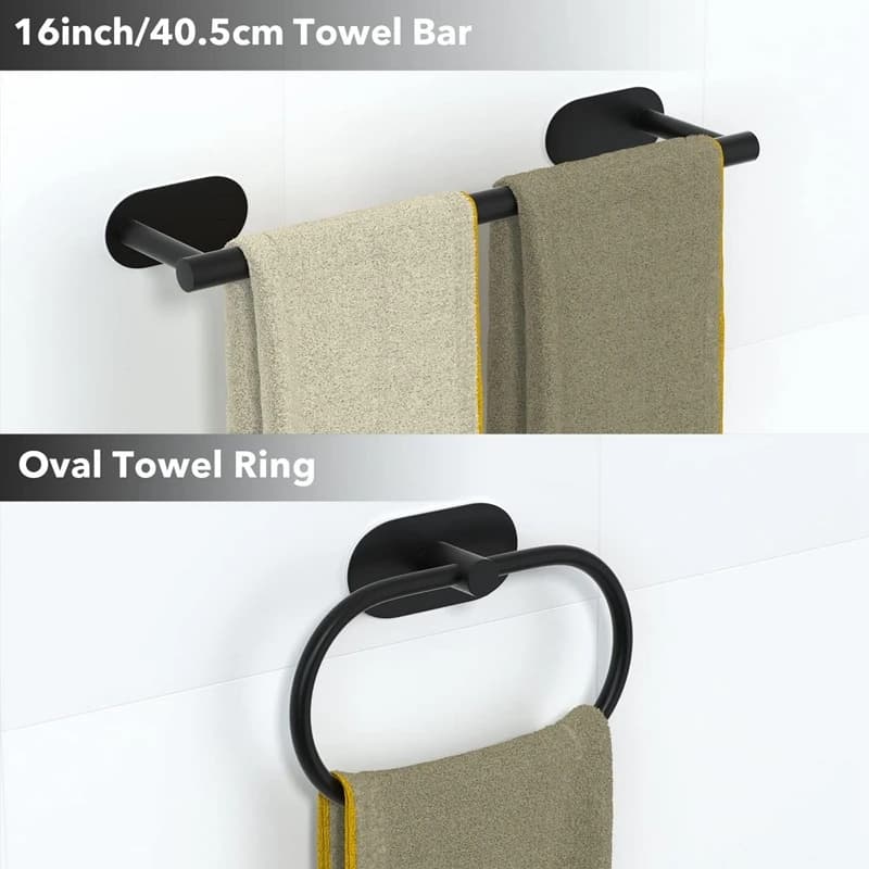 Portarotolo di Carta Igienica in Acciaio Inossidabile Senza Foratura, Portasciugamani da Parete, Gancio per Accappatoio, Accessori Bagno