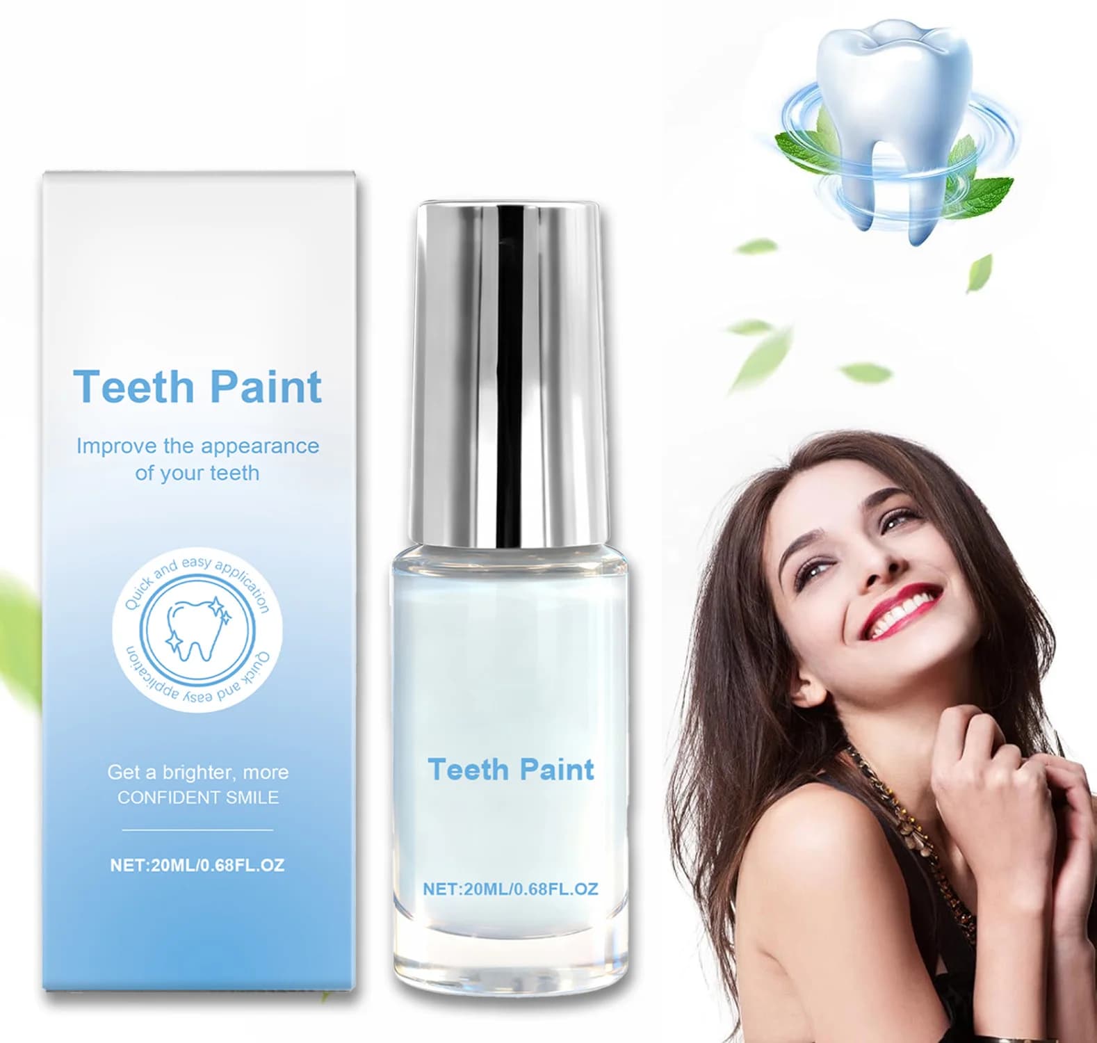 Smalto Sbiancante per Denti, Rimozione Istantanea di Macchie e Pigmenti, Sicuro per lo Smalto, Lucidante per Denti per un Bianco Naturale, Cura Delicata, Alito Fresco 20ml