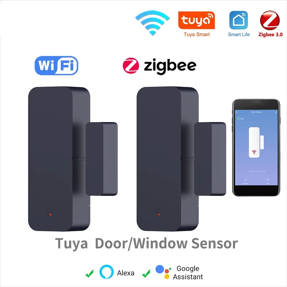 Tuya Zigbee WiFi Sensore porta Sensore finestra APP Controllo remoto tramite Smart Life Funziona con Google Home Yandex Alexa