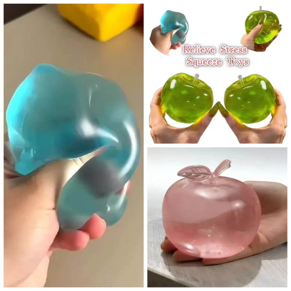 Squishy Green Apple Stress Ball Soft Fidget Sensory Toy for ADHD Autism Slow Rebound Squeeze Toy for Adults Kids Christmas Gift