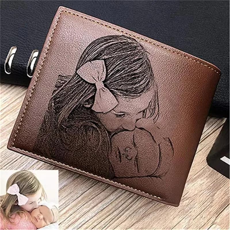 2025 Engraved Photo Short Purse Custom Folding Premium Wallet Personalized Wallet for Dad Father's Day Husband Gifts for Him Men