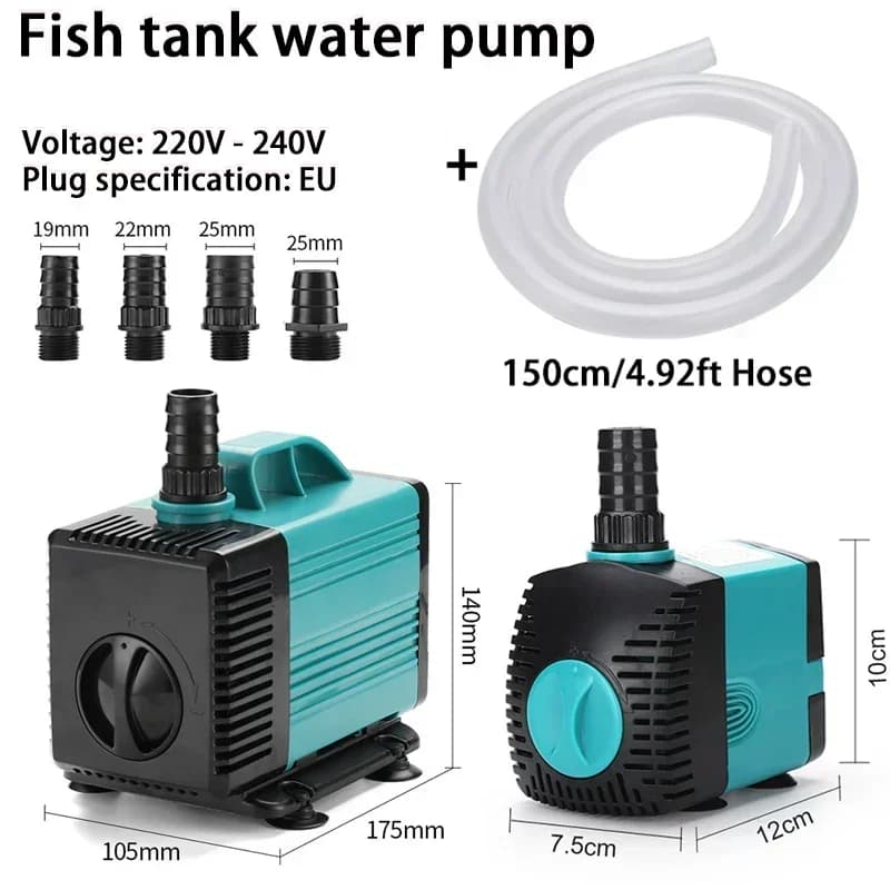 220V-240V EU Plug 150CM Hose Submersible Pump Side-suction Aquarium Water Circulation Pump Fishpond Garden Rock Fountain Pump