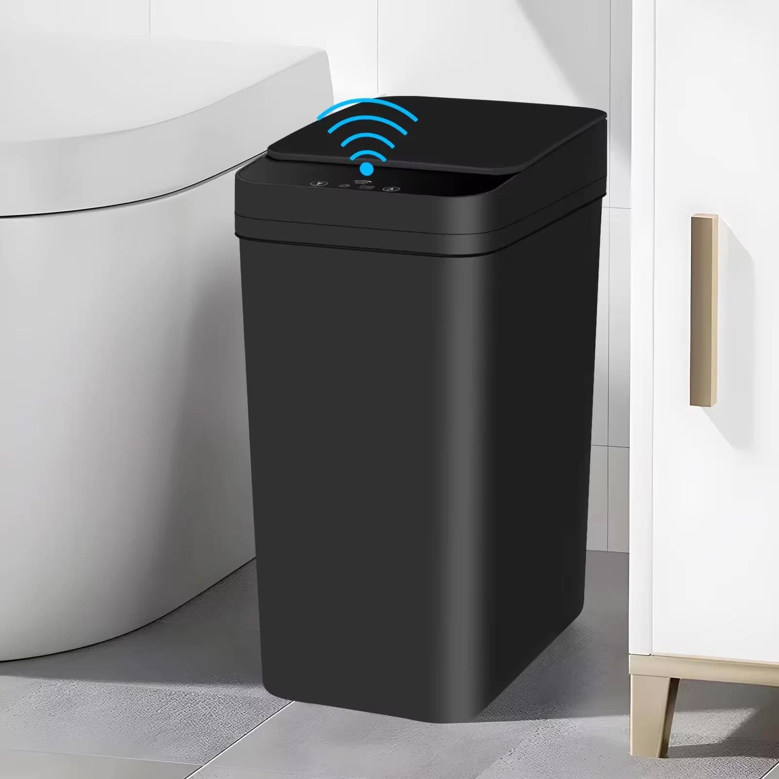 Pattumiera senza contatto per bagno, pattumiera attivata con sensore di movimento da 12 litri con coperchio, pattumiera da cucina automatica per ufficio, soggiorno, camera da letto