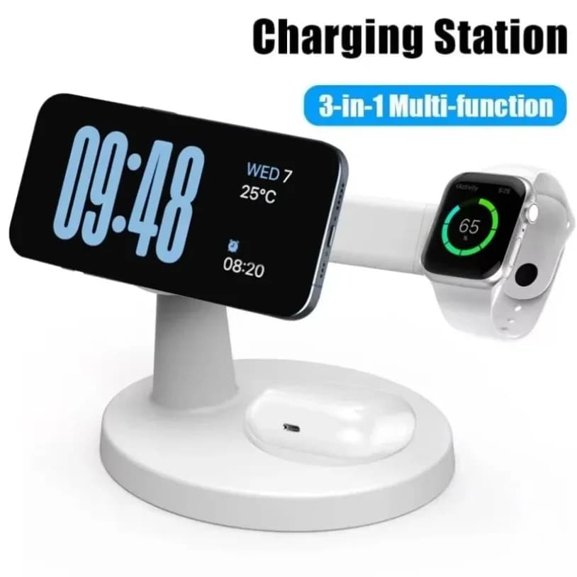 Support for 3 in 1 wireless magnetic charger for Magsafe iPhone 17-12 Pro Max Apple Watch 9 8 AirPods Pro Fast charging station