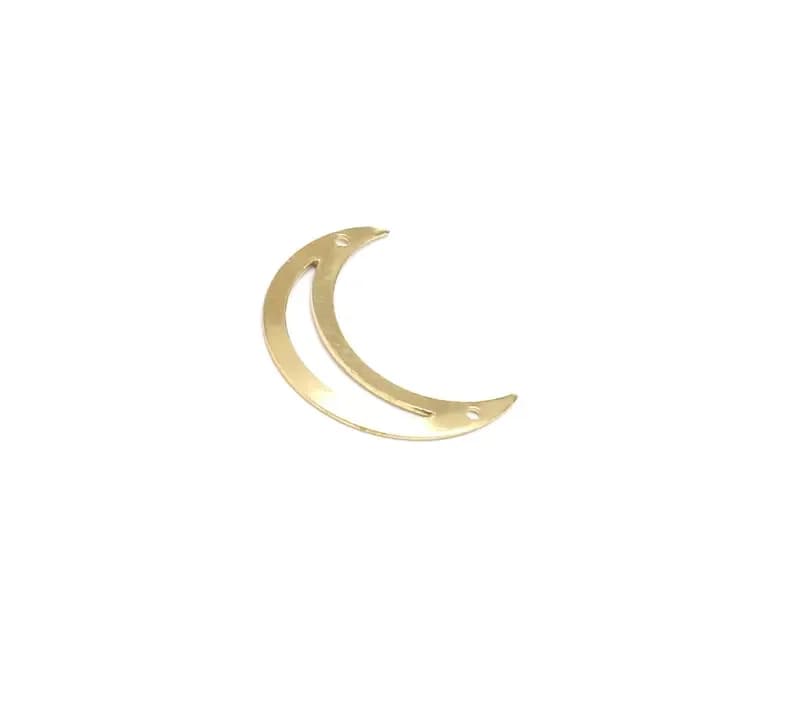 Ciondolo a forma di luna crescente da 20 pezzi, connettore a forma di luna, 24 mm, componenti per orecchini, ciondoli in ottone per la creazione di gioielli -R2821