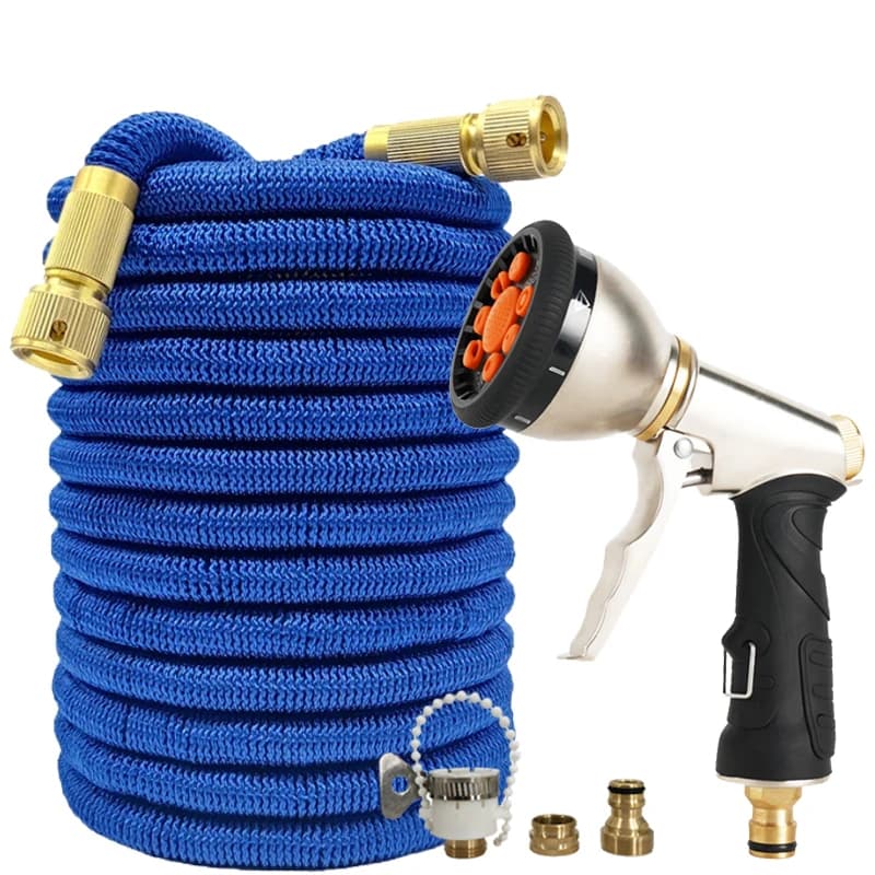 25FT/100FT expandable garden pipe, heavy metal water gun, flexible and durable pipe, suitable for car washing and garden irrigation